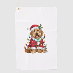 Xmas Lighting Santa Labradoodle Dog Christmas  Golf Towel