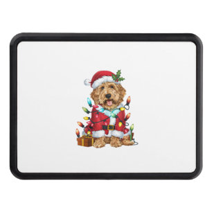 Xmas Lighting Santa Labradoodle Dog Christmas Hitch Cover