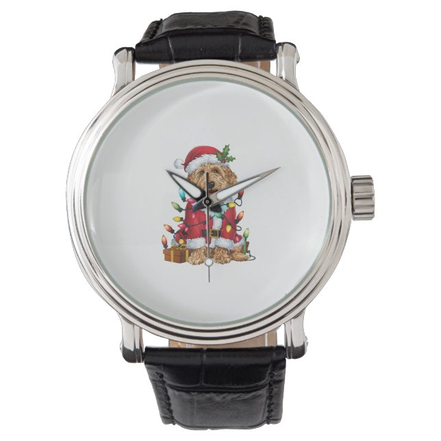 Xmas Lighting Santa Labradoodle Dog Christmas  Watch (Front)
