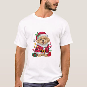 Xmas Lighting Santa Maltipoo Dog Christmas T-Shirt