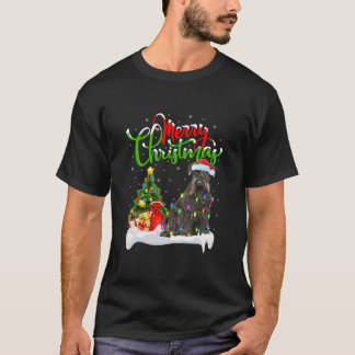 Xmas Lighting Santa Miniature Schnauzer Dog T-Shirt