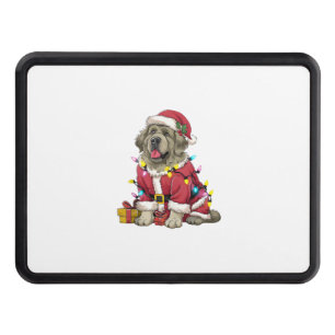 Xmas Lighting Santa Newfoundland Dog Christmas  Hitch Cover