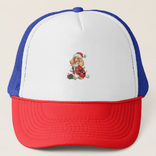 Xmas Lighting Santa Poodle Dog Christmas Trucker Hat