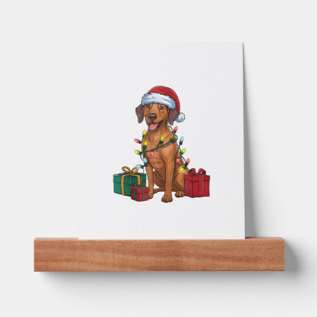 Xmas Lighting Santa Rhodesian Ridgeback Dog Christ Picture Ledge (Front)