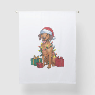Xmas Lighting Santa Rhodesian Ridgeback Dog Christ Sheer Curtains