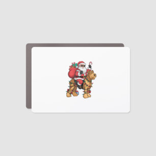 Xmas Lighting Santa Riding Airedale Terrier Dog Ch Car Magnet