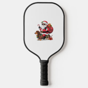 Xmas Lighting Santa Riding Dachshund Dog Christmas Pickleball Paddle