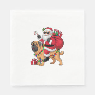 Xmas Lighting Santa Riding English Mastiff Dog Chr Napkins