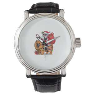 Xmas Lighting Santa Riding Funny Chow Chow Dog Chr Watch
