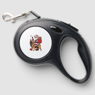 Xmas Lighting Santa Riding German Shepherd Dog Chr Retractable Pet Leash