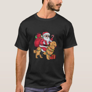 Xmas Lighting Santa Riding Golden Retriever Dog Ch T-Shirt