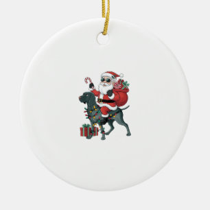 Xmas Lighting Santa Riding Great Dane Dog Christma Ceramic Ornament