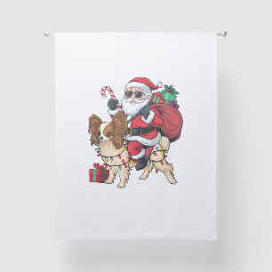 Xmas Lighting Santa Riding Papillon Dog Christmas  Sheer Curtains