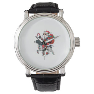 Xmas Lighting Santa Riding Pointing Dog Christmas  Watch