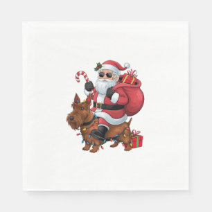 Xmas Lighting Santa Riding Scottish Terrier Dog Ch Napkins