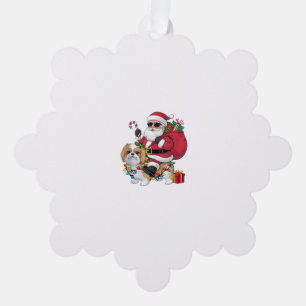 Xmas Lighting Santa Riding Shih Tzu Dog Christmas Ornament Card