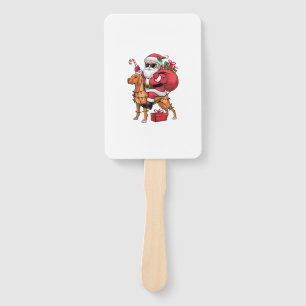 Xmas Lighting Santa Riding Vizsla Dog Christmas  Hand Fan