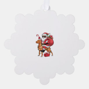 Xmas Lighting Santa Riding Vizsla Dog Christmas Ornament Card