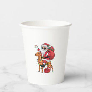 Xmas Lighting Santa Riding Vizsla Dog Christmas  Paper Cups