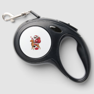 Xmas Lighting Santa Riding Vizsla Dog Christmas Retractable Pet Leash