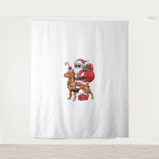 Xmas Lighting Santa Riding Vizsla Dog Christmas Tapestry