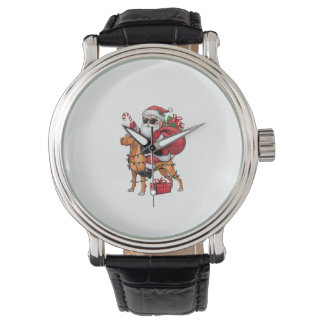 Xmas Lighting Santa Riding Vizsla Dog Christmas  Watch