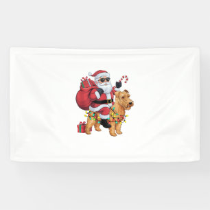 Xmas Lighting Santa Riding Wheaten Terrier Dog Chr Banner