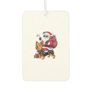 Xmas Lighting Santa Riding Yorkshire Terrier Dog C Air Freshener