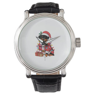 Xmas Lighting Santa Rottweiler Dog Christmas Watch