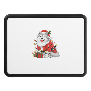 Xmas Lighting Santa Samoyed Dog Christmas  Hitch Cover