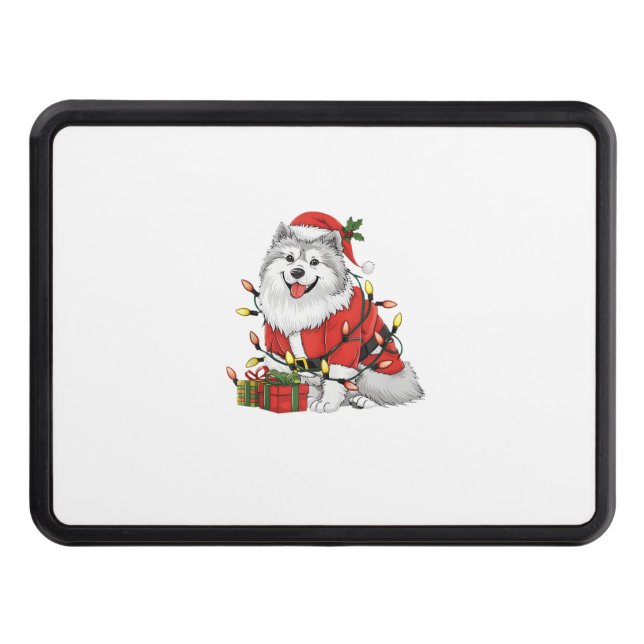 Xmas Lighting Santa Samoyed Dog Christmas  Hitch Cover (Front)