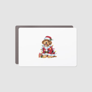 Xmas Lighting Santa Schnoodle Dog Christmas  Car Magnet