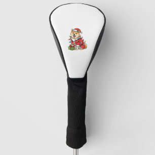 Xmas Lighting Santa Shiba Inu Dog Christmas  Golf Head Cover