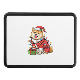 Xmas Lighting Santa Shiba Inu Dog Christmas Hitch Cover