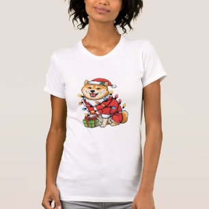 Xmas Lighting Santa Shiba Inu Dog Christmas  T-Shirt