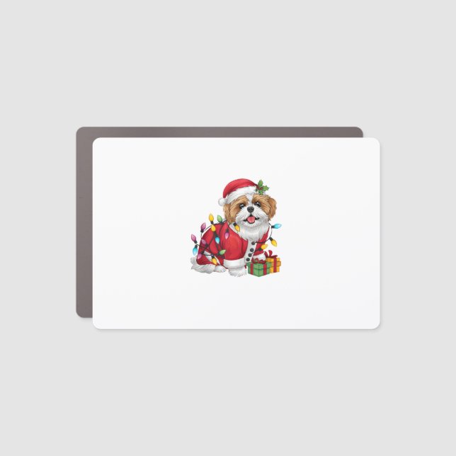 Xmas Lighting Santa Shih Tzu Dog Christmas  Car Magnet (Front)