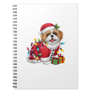 Xmas Lighting Santa Shih Tzu Dog Christmas  Notebook