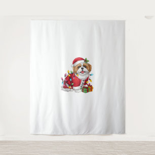 Xmas Lighting Santa Shih Tzu Dog Christmas  Tapestry