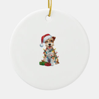 Xmas Lighting Santa Silky Terrier Dog Christmas _1 Ceramic Ornament