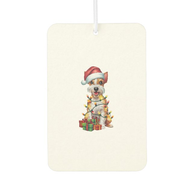 Xmas Lighting Santa Silky Terrier Dog Christmas  Air Freshener (Front)