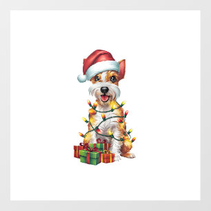 Xmas Lighting Santa Silky Terrier Dog Christmas Wall Decal