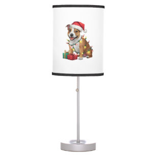 Xmas Lighting Santa Staffordshire Bull Terrier Dog Table Lamp