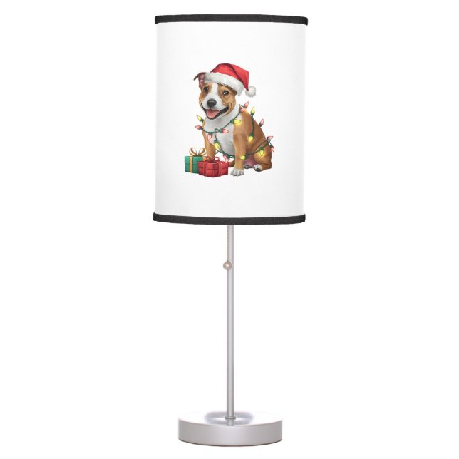 Xmas Lighting Santa Staffordshire Bull Terrier Dog Table Lamp (Front)