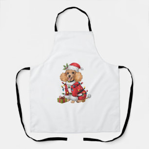 Xmas Lighting Santa Toy Poodle Dog Christmas Apron