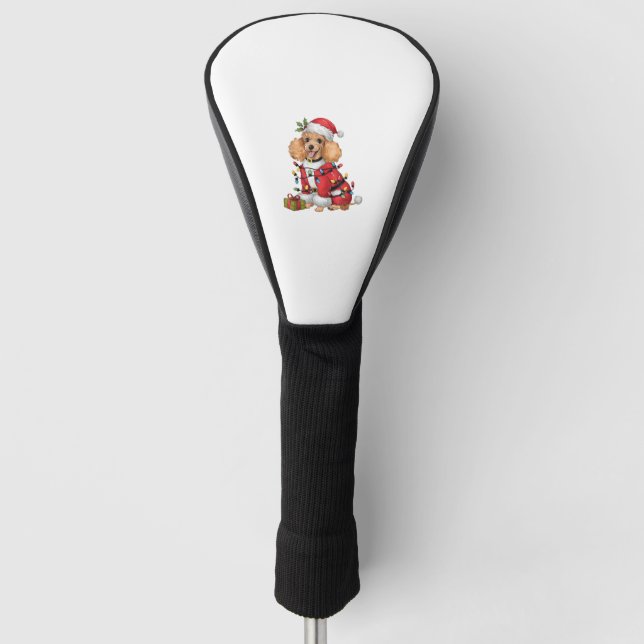 Xmas Lighting Santa Toy Poodle Dog Christmas  Golf Head Cover (Front)