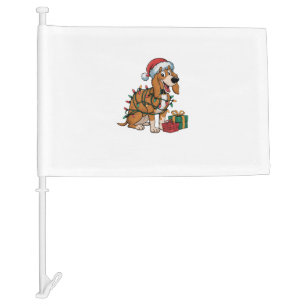 Xmas Lighting Santa Treeing Walker Coonhound Dog C Car Flag
