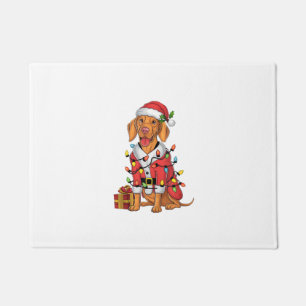 Xmas Lighting Santa Vizsla Dog Christmas Doormat