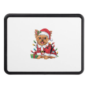 Xmas Lighting Santa Yorkie Dog Christmas Hitch Cover