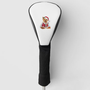 Xmas Lighting Santa Yorkshire Terrier Dog Christma Golf Head Cover
