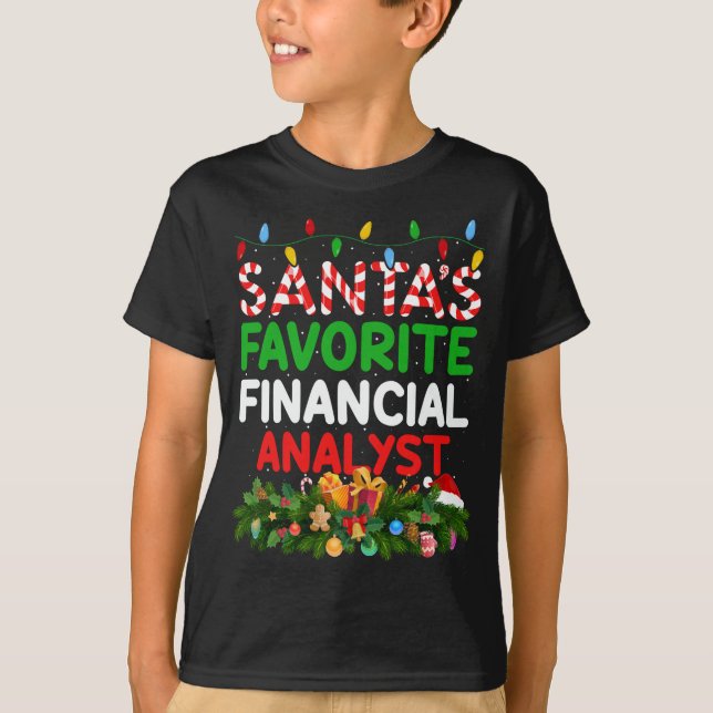 Xmas Lighting Santa's Favorite Financial Analyst C T-Shirt (Front)